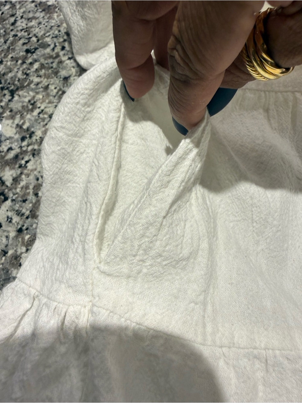White XL 100% Cotton Tiered High Low Maxi Dress Pockets - Picture 5 of 6